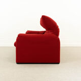 Maralunga 3-seater Sofa red by Vico Magistretti for Cassina, Italy