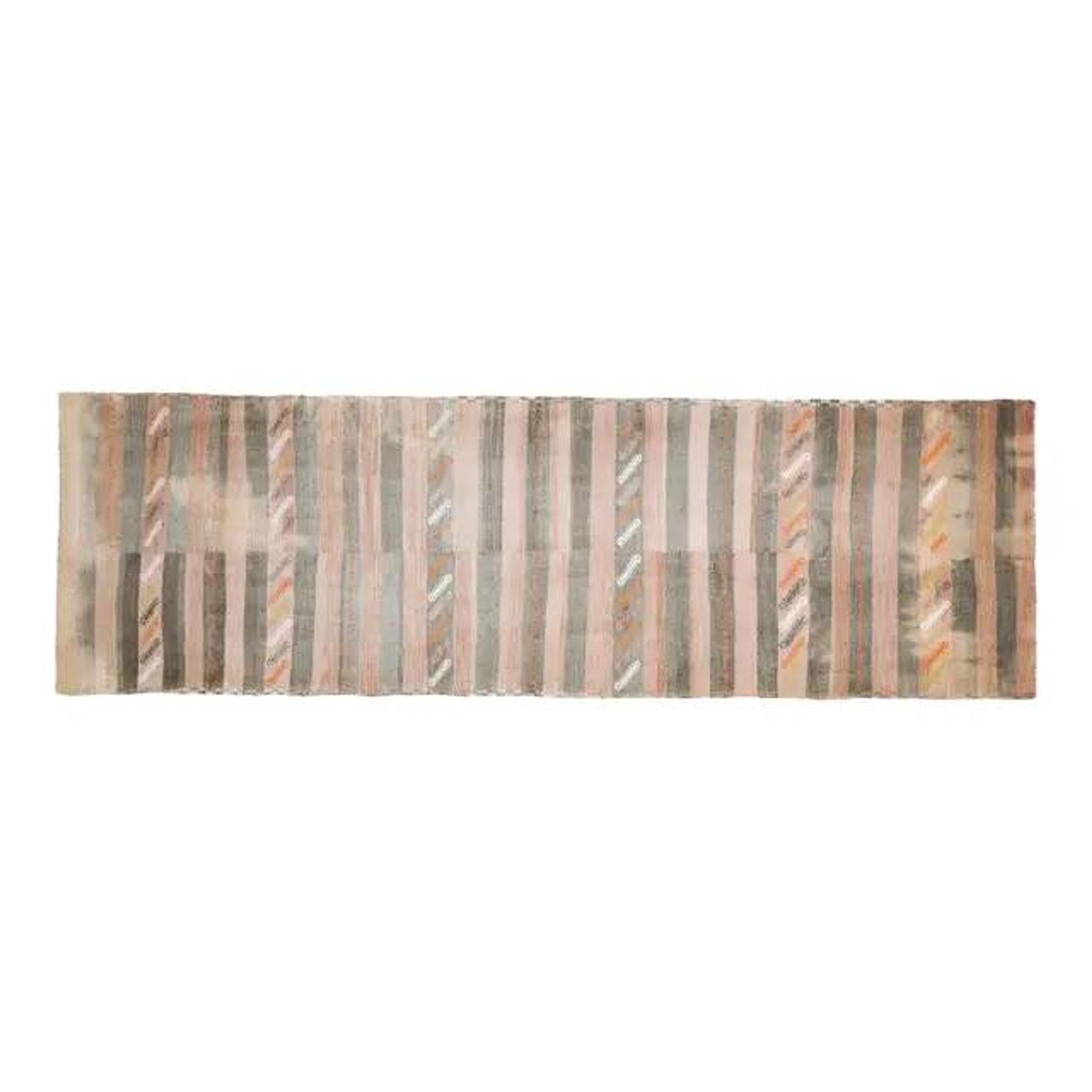 Striped Turkish Vintage Oushak Runner Handmade Wool Runner Rug 131x444