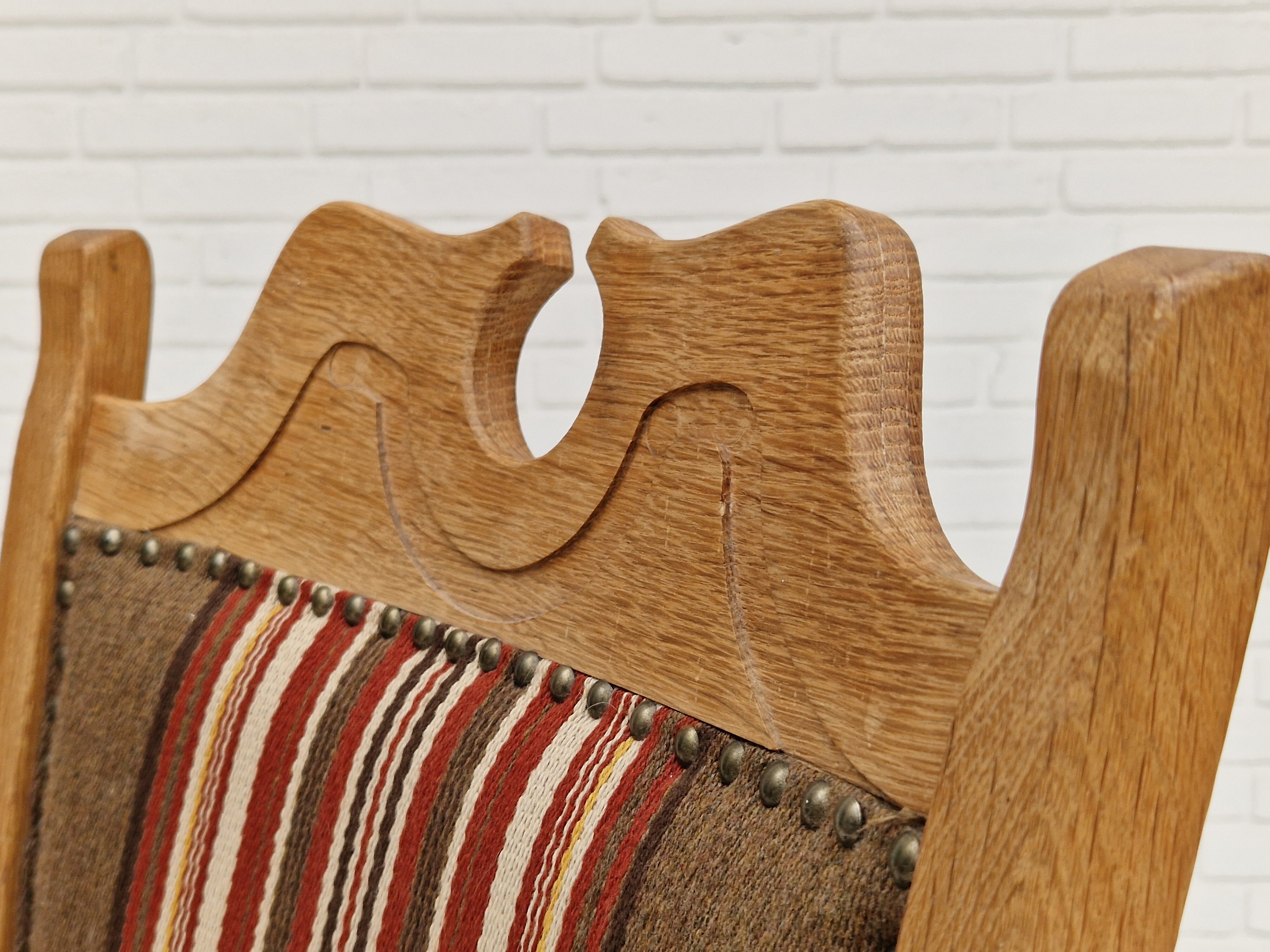 1960s, Danish design, armchair, oak wood, furniture wool.