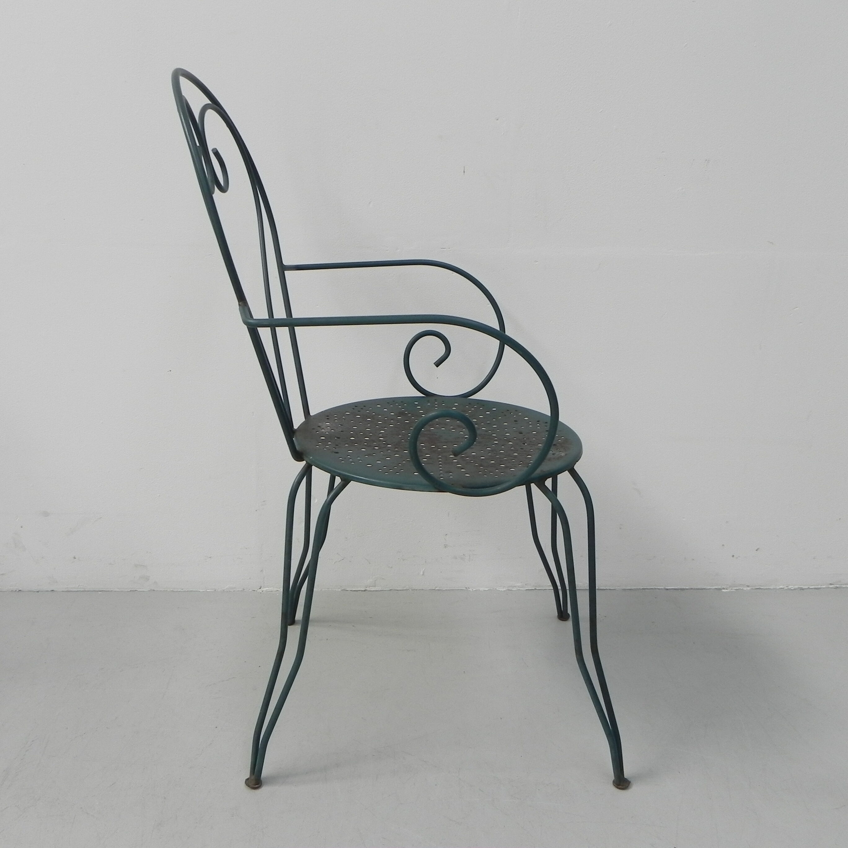 Ensemble de 4 chaises de jardin vintage en acier