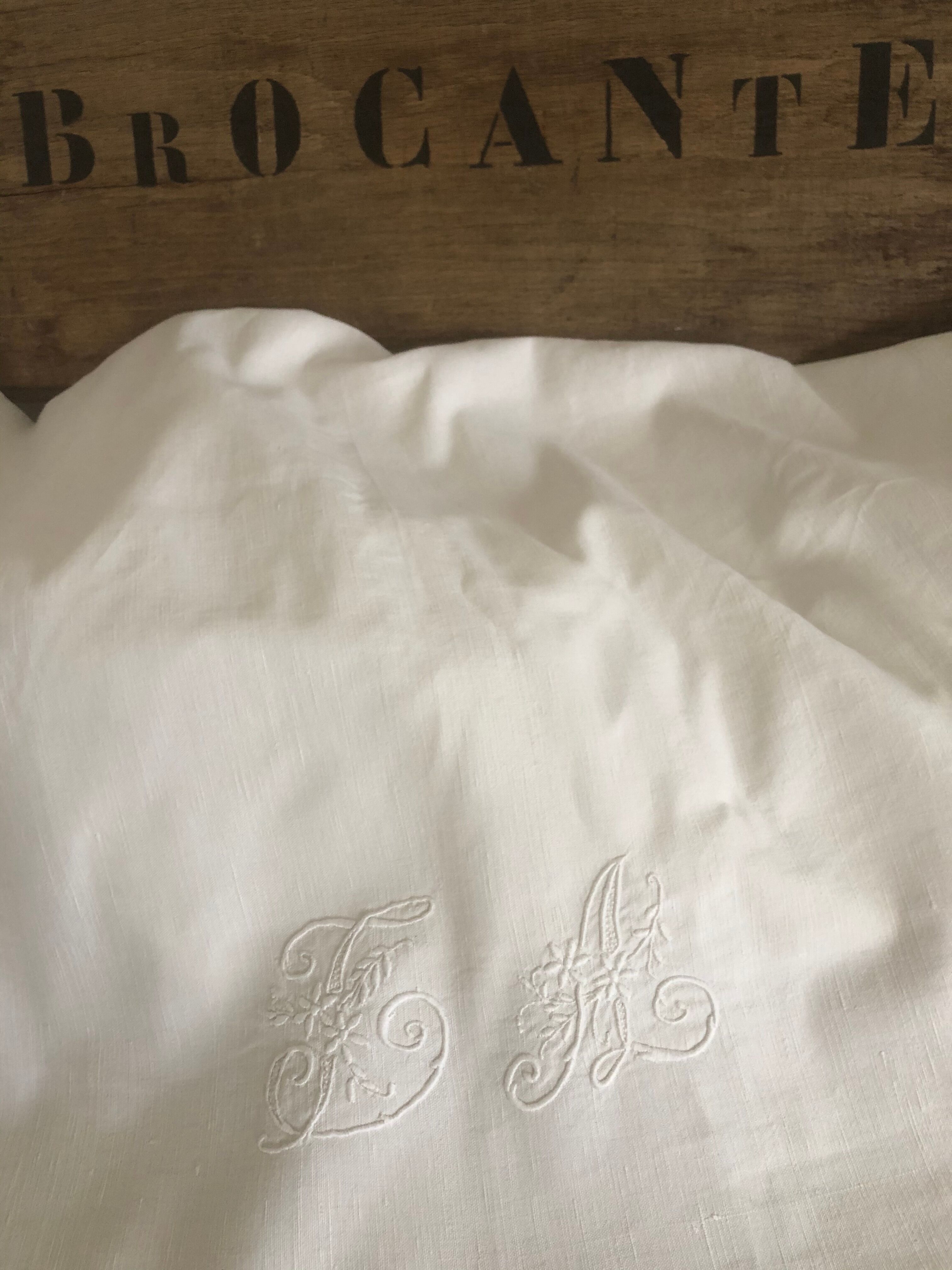 Old hemp cloth, MONOGRAM TA