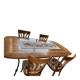 Extendable table in cherry wood with wrought iron legs.