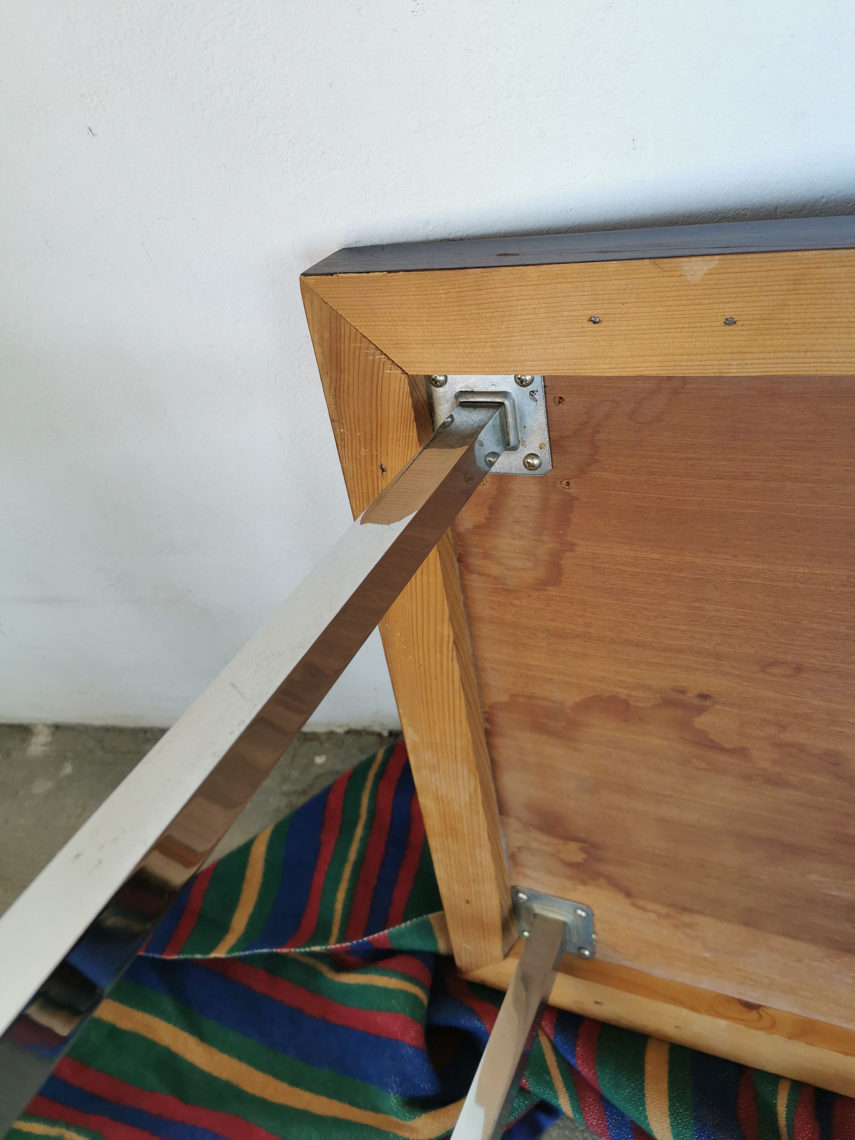 Coffee table from the 70s, chrome and rosewood