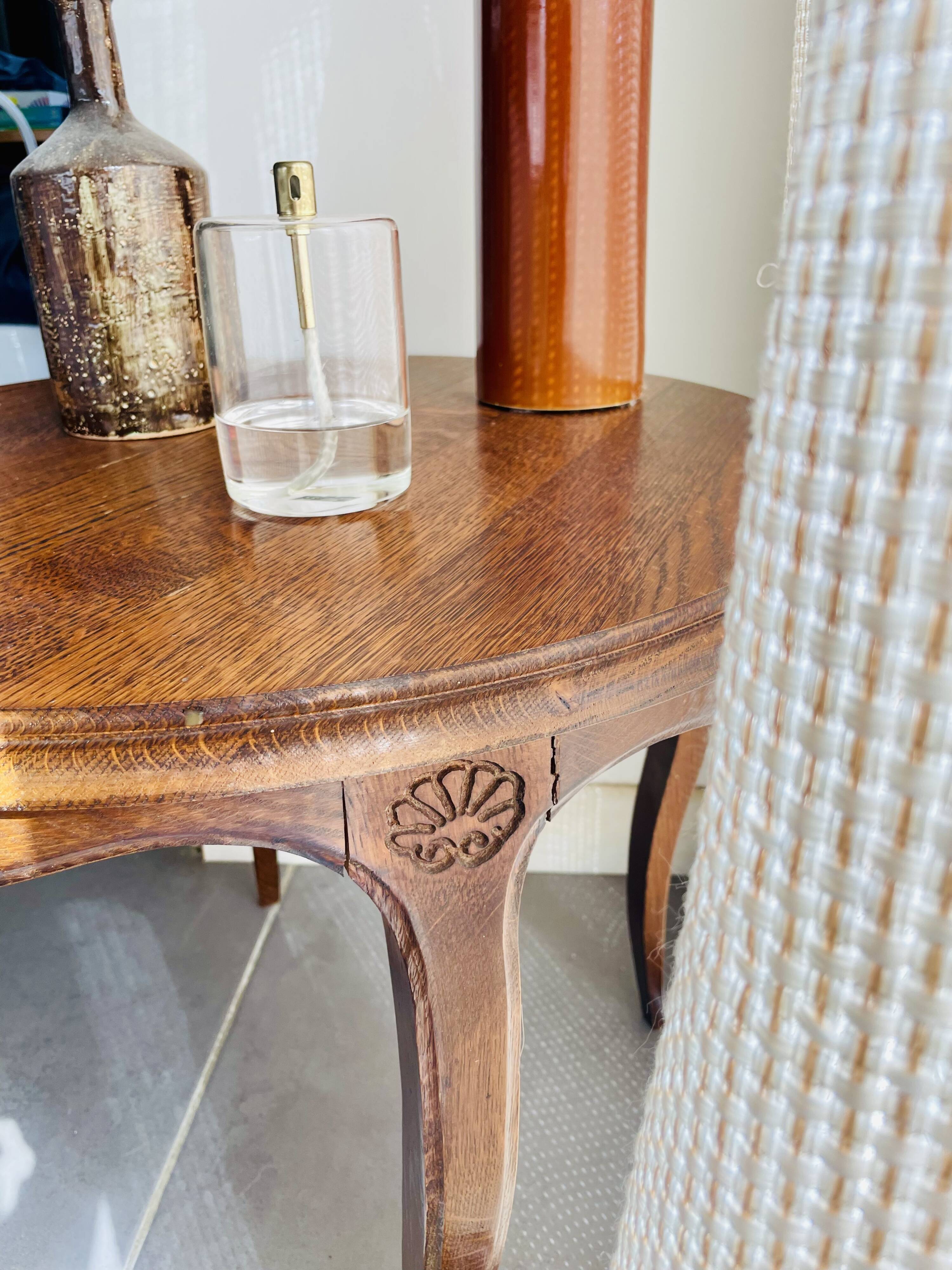 Table ronde table basse guéridon en bois vintage