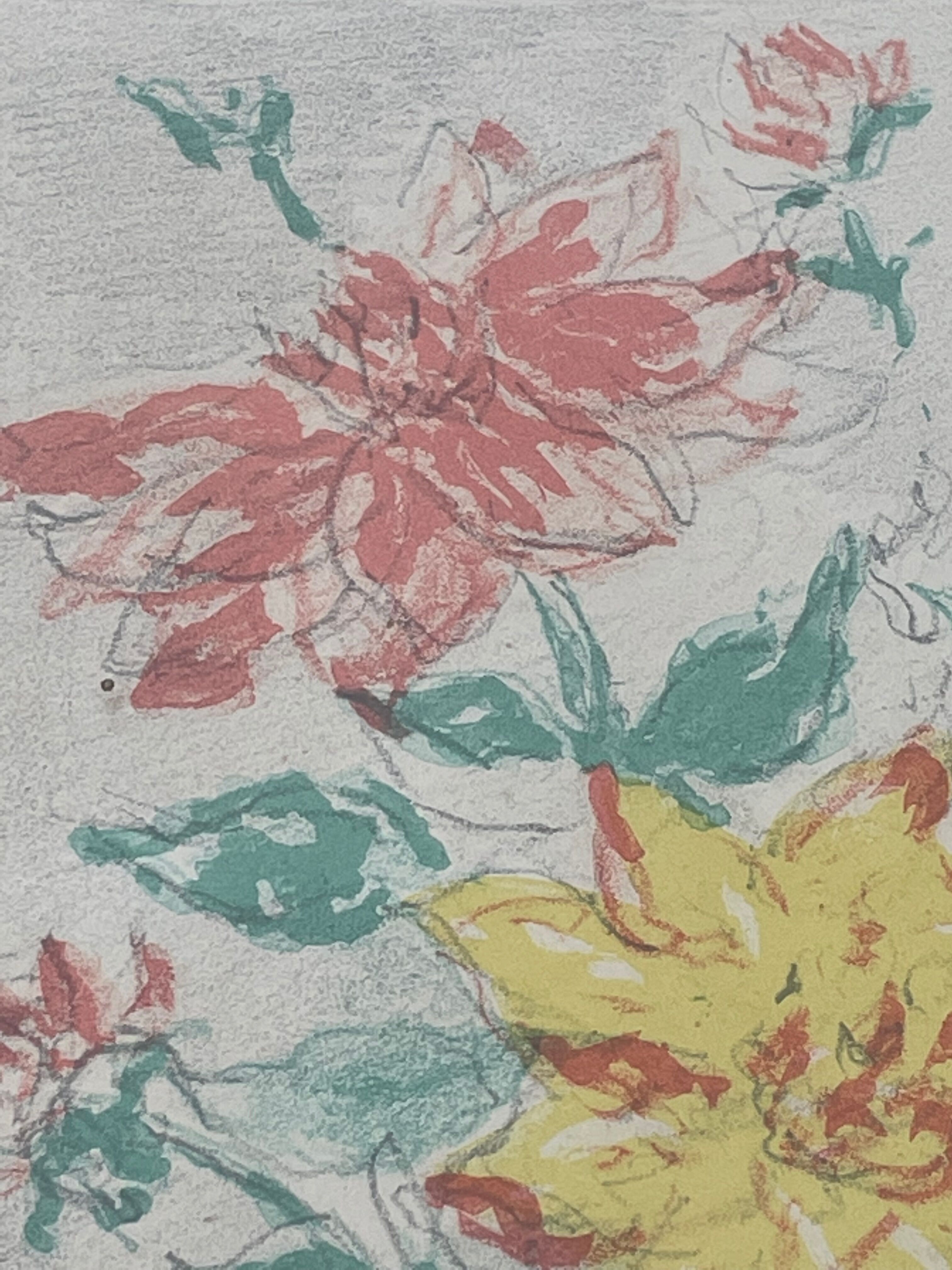 Painting watercolor still life with flowers Matisse, Dufy early twentieth century