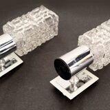 Pair of Targetti glass and chrome wall lights