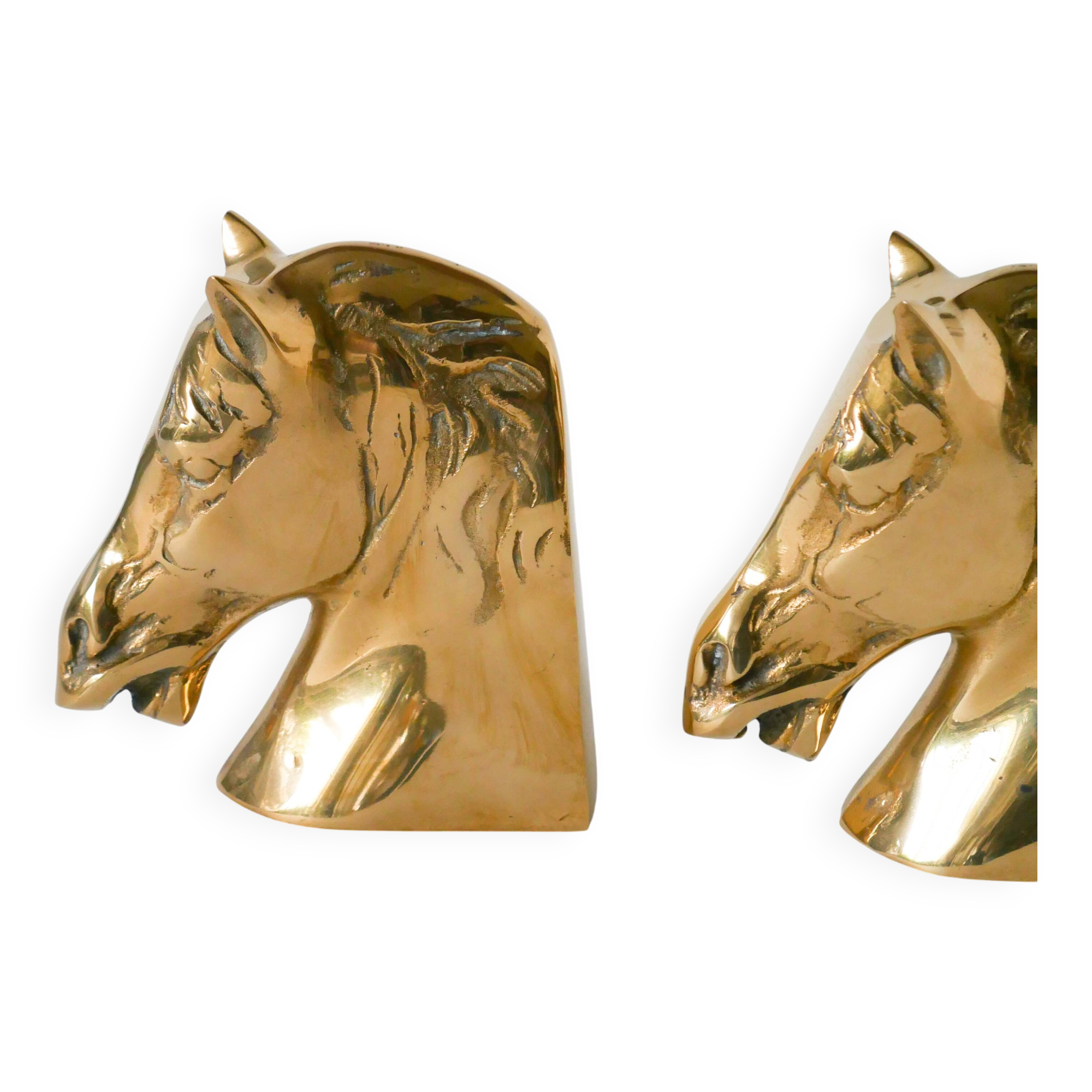 paire de serre-livres en laiton doré, modèle Cheval, 1950