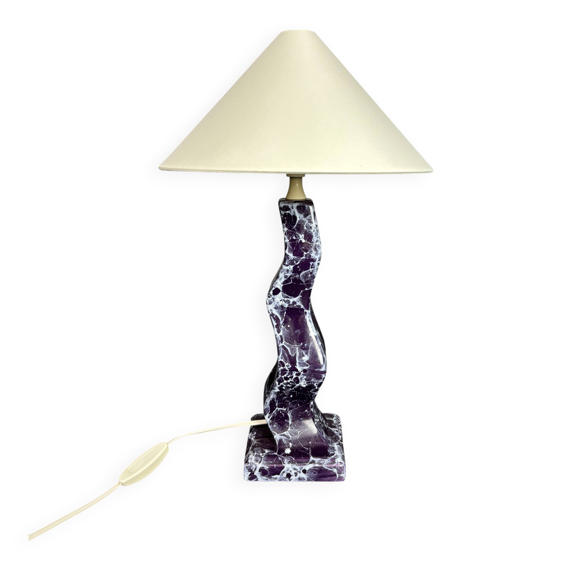 Post modern curvy wavy faux marble zig zag lamp, 1980s