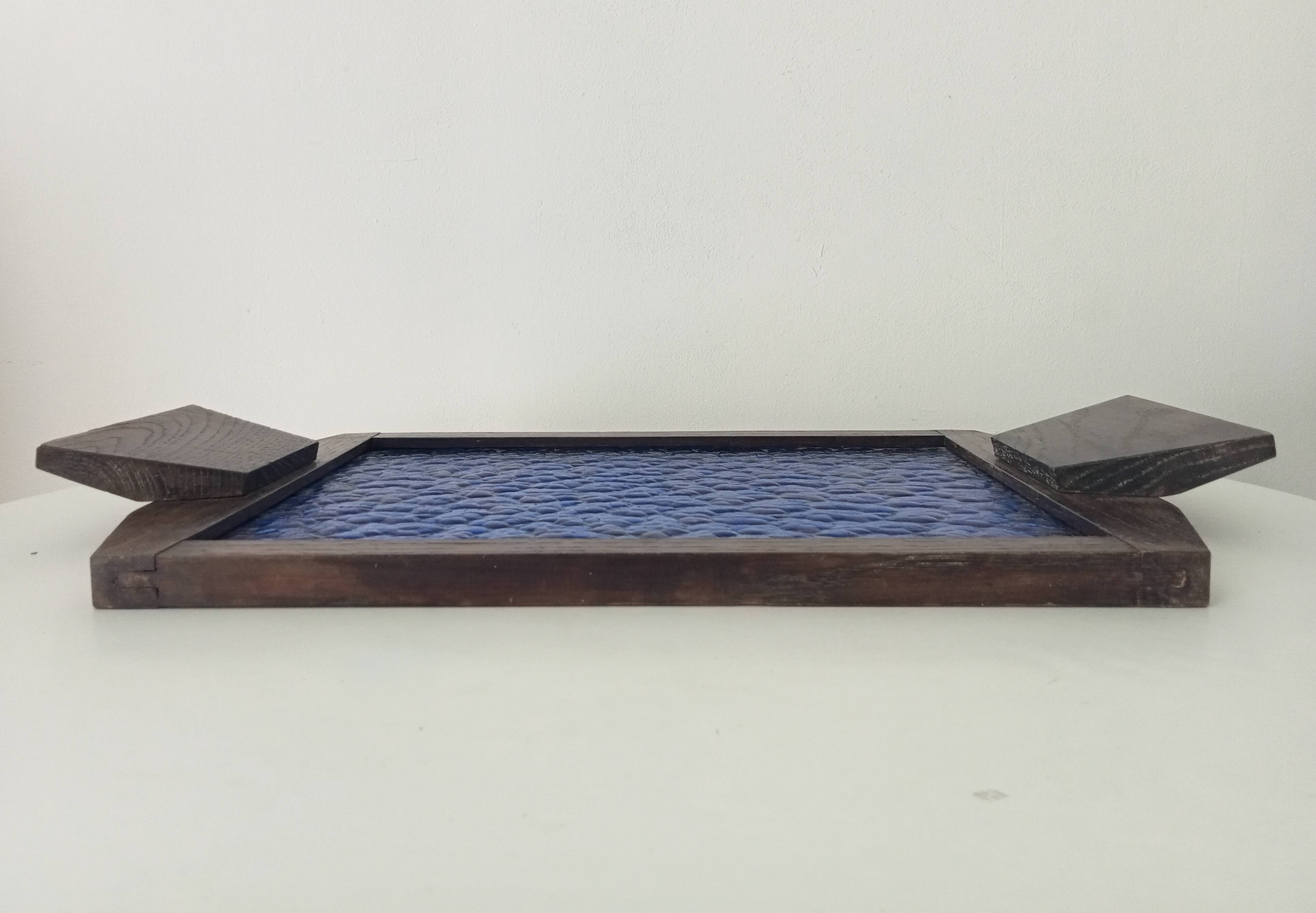 Art deco cathedral glass serving tray 1940s/1950s