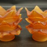 Pair of amber-colored glass paste tulips - several pairs available