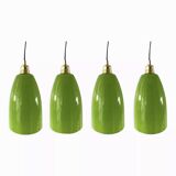 Set of four green pendant lights