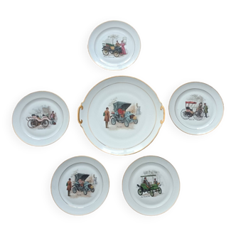 Dessert service 5 plates and cake dish car decor