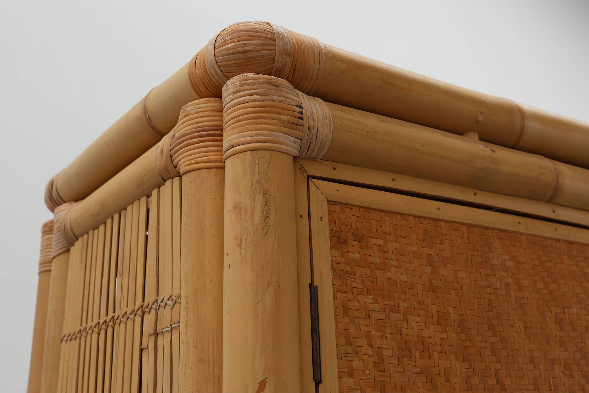 Mid-century bamboo and rattan wardrobe, Italy ca. 1960