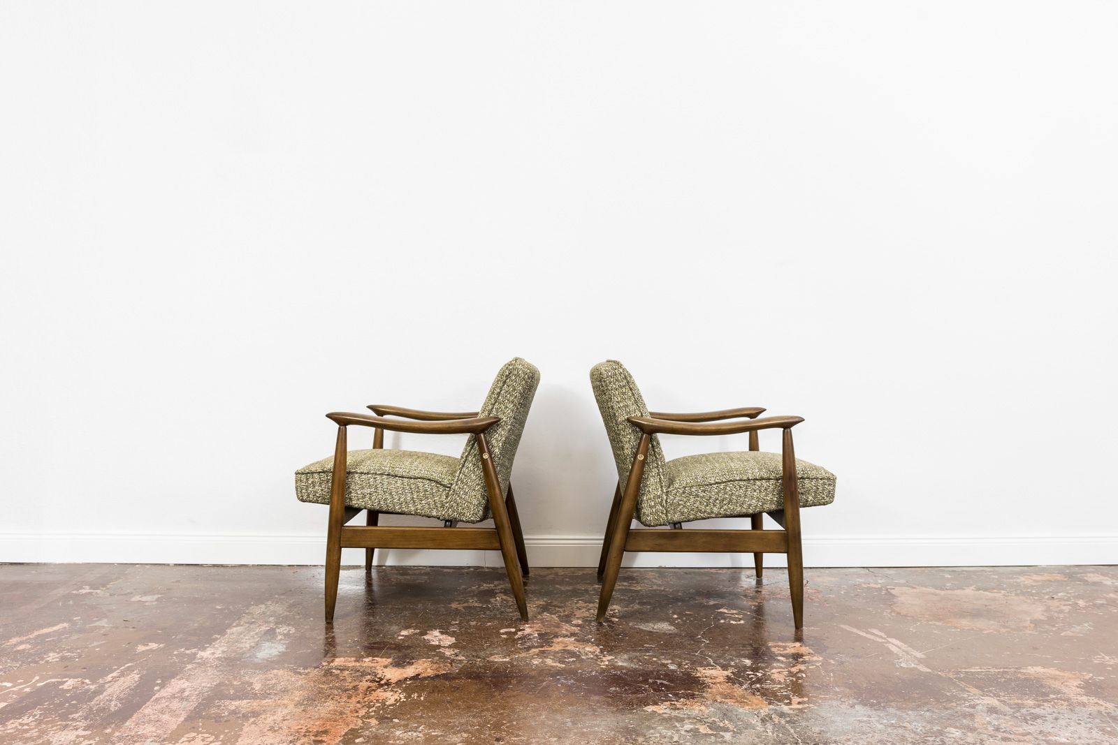 Pair of restored vintage GFM 87 armchairs by Juliusz Kedziorek, 1960s