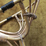 Armchair in rattan and scoubidou