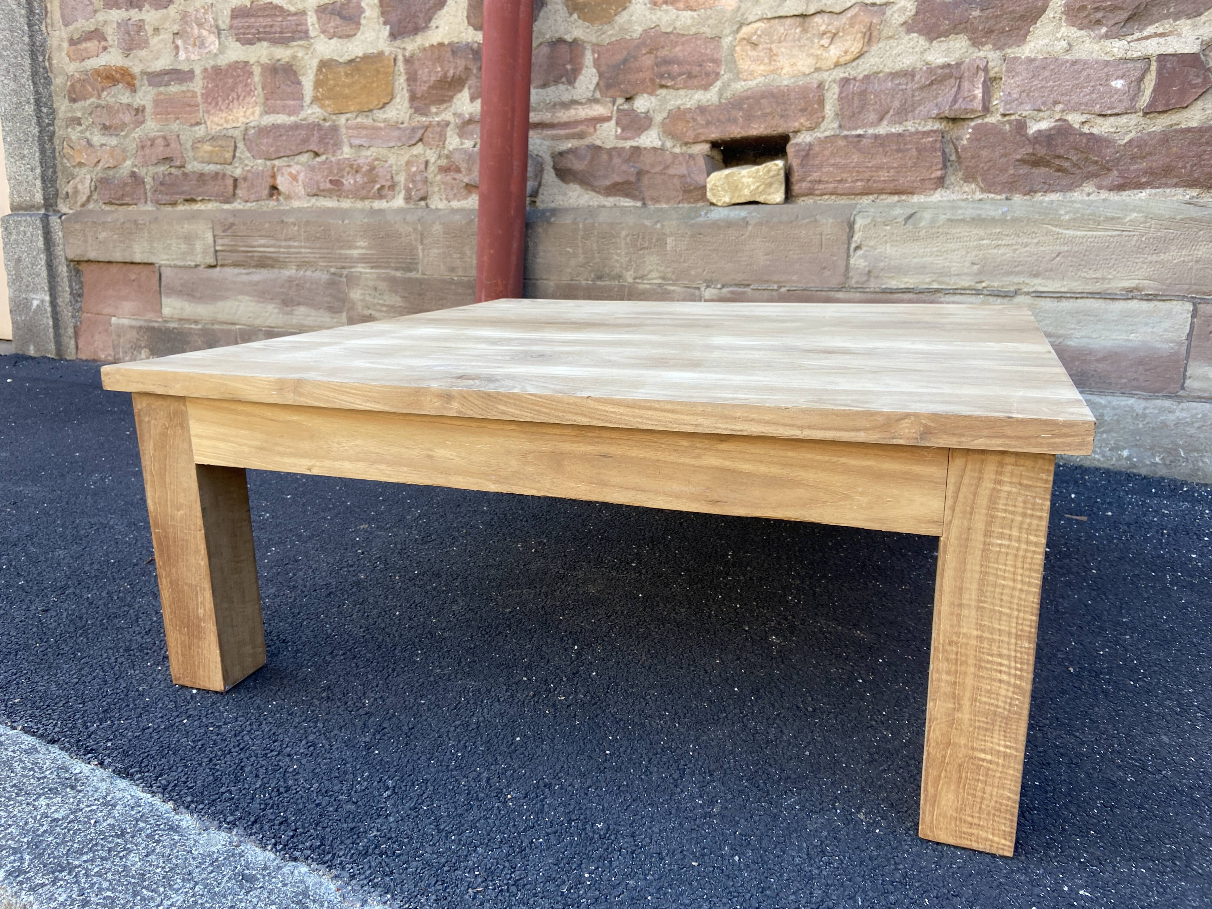 Vintage raw teak coffee table