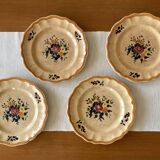 4 assiettes plates anciennes en faïence de Longchamp
