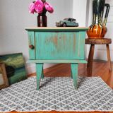 Patinated vintage bedside table