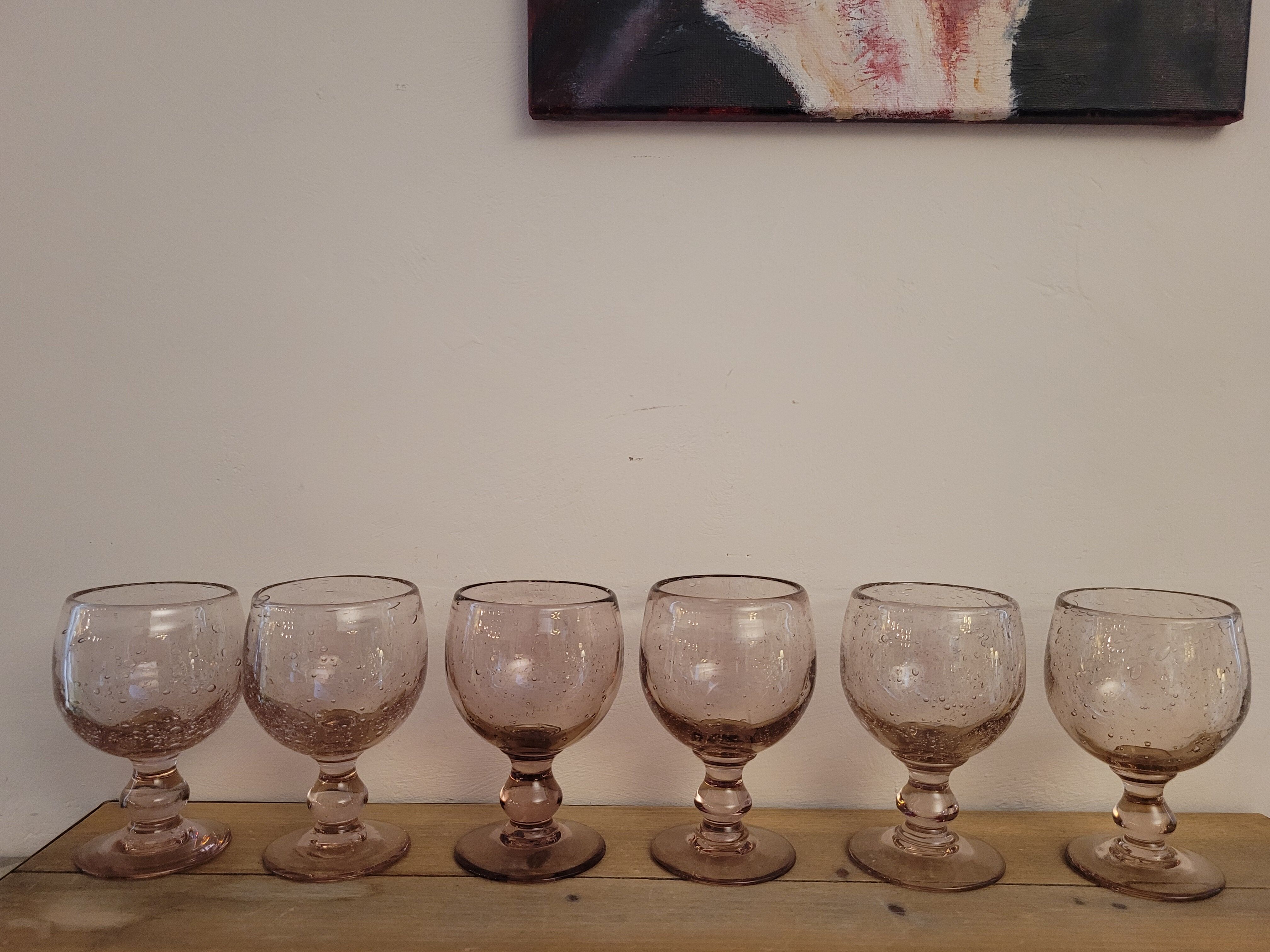 6 bubble blown glasses 70's