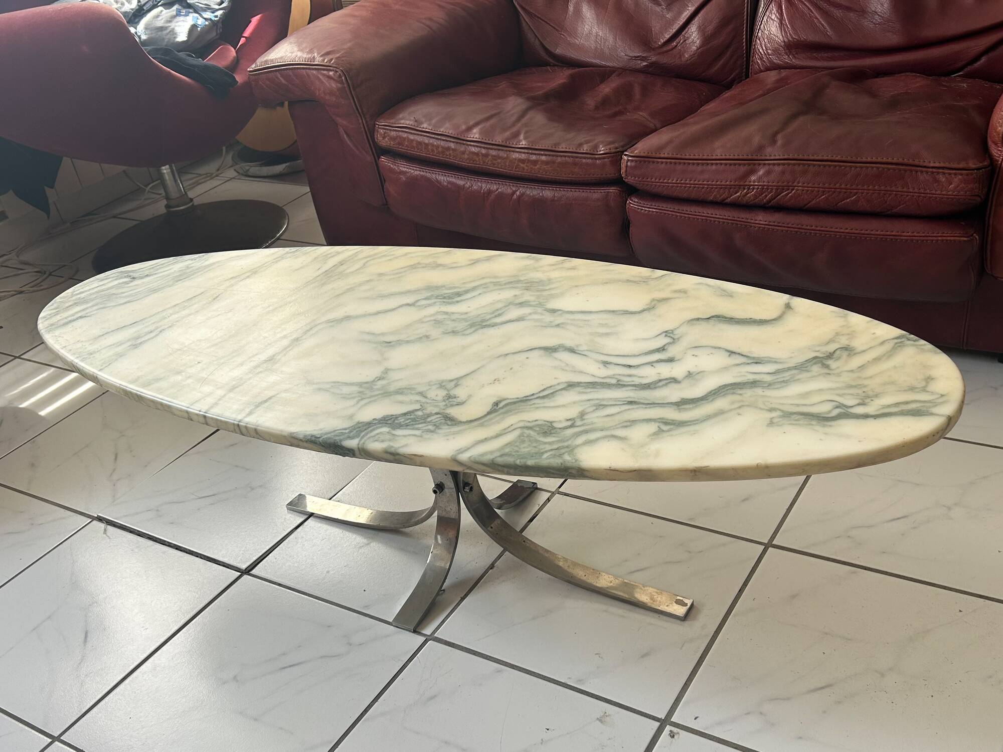Vintage surf-style coffee table marble Osvaldo Borsani