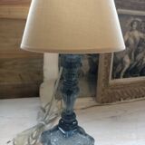Paire de lampes en verre bleuté