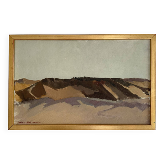 Vintage Modernism Oil Canvas Landscape by Swedish Artist G.A.Johansson 1960s