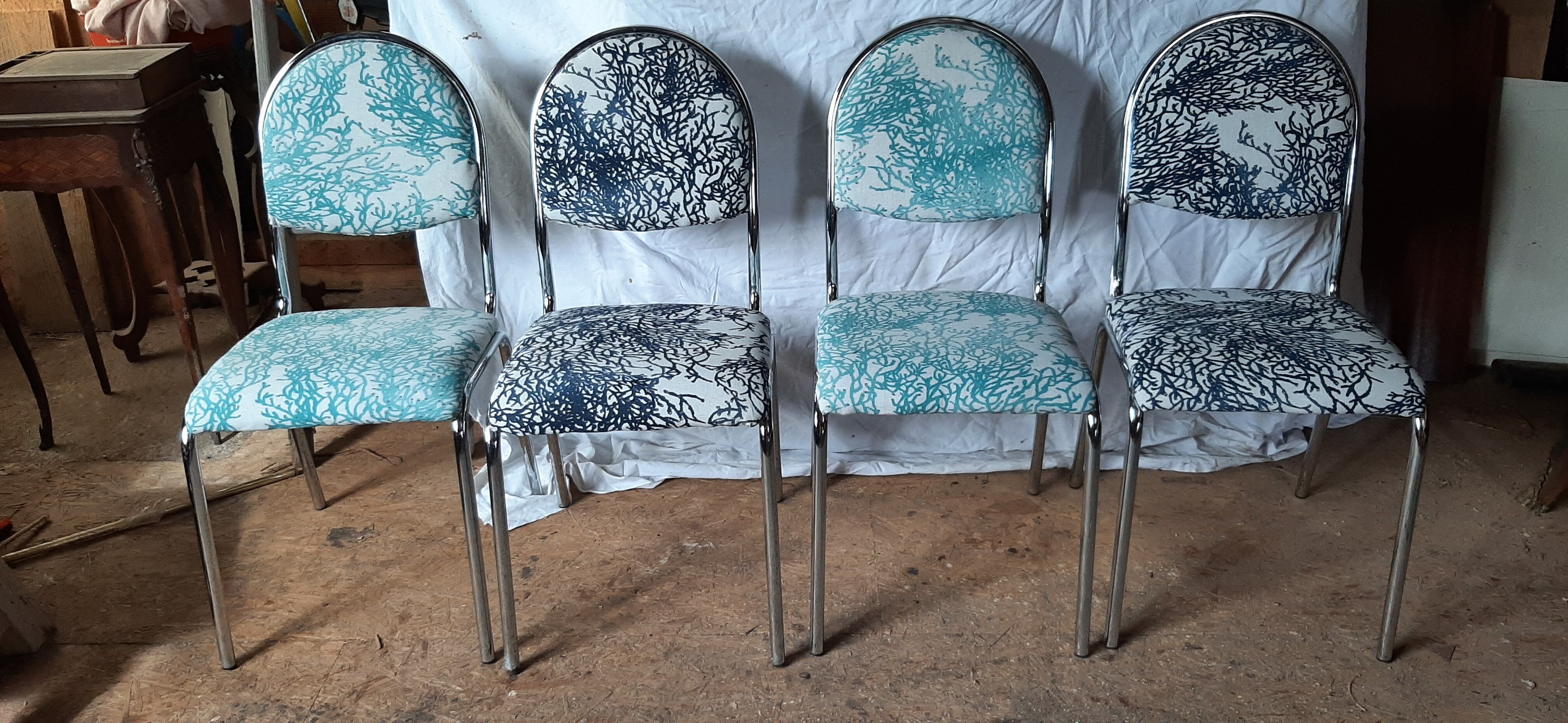 Series of vintage chrome chairs