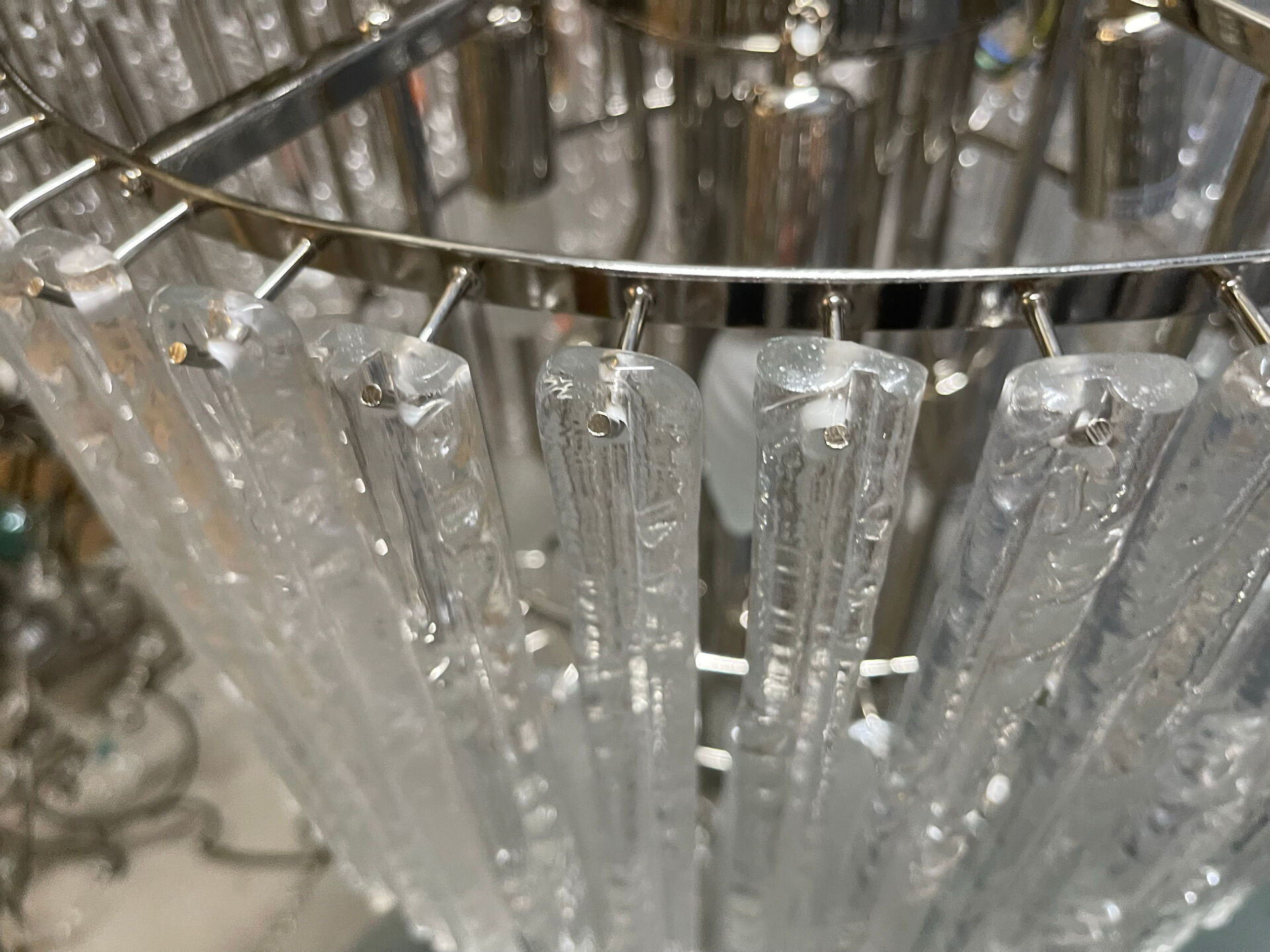Extra Large Murano Glass Rod Chandelier, Italy, 1970s