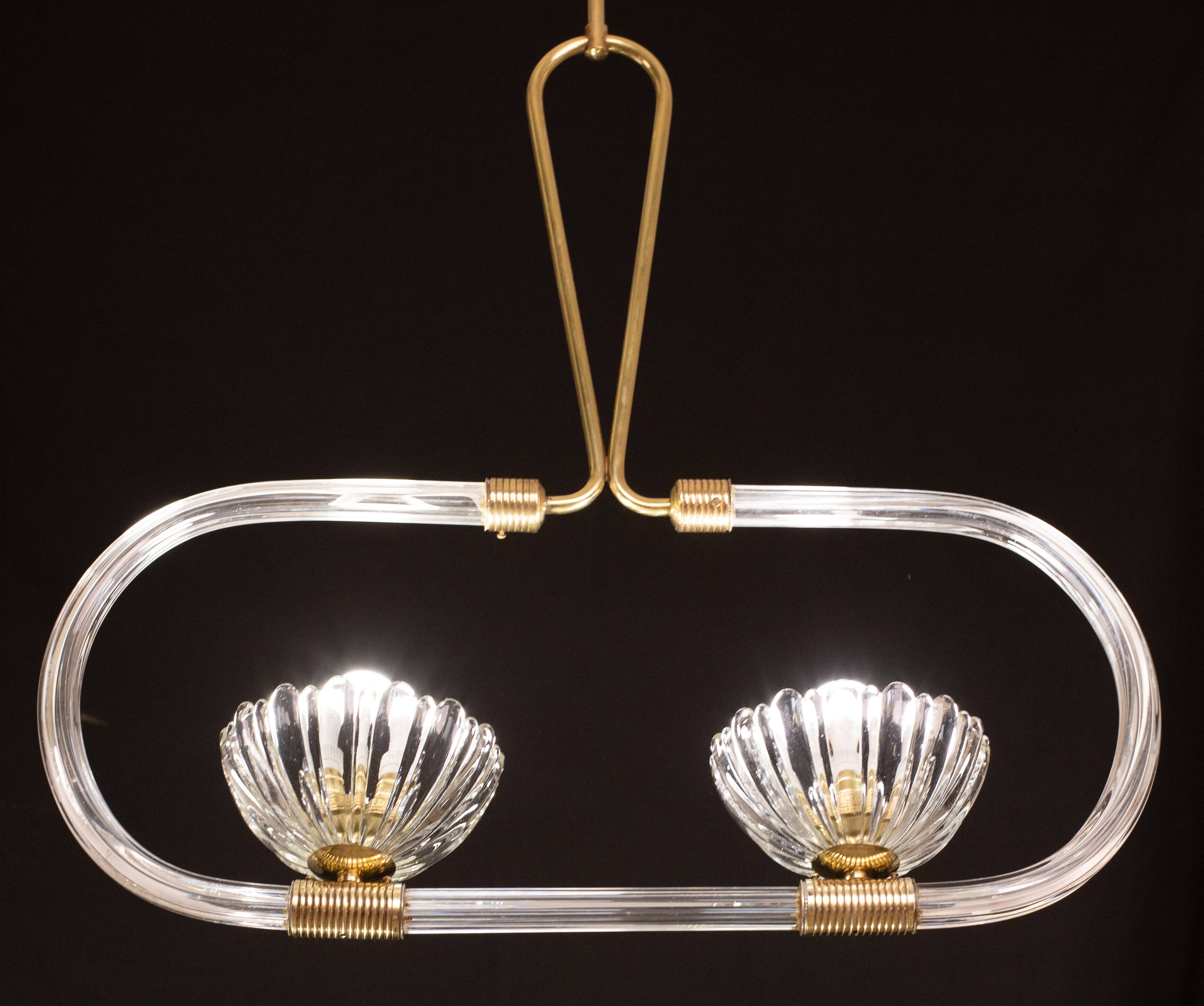 Extraordinary two-cup Art Deco candlestick by Barovier and Toso, 1940s