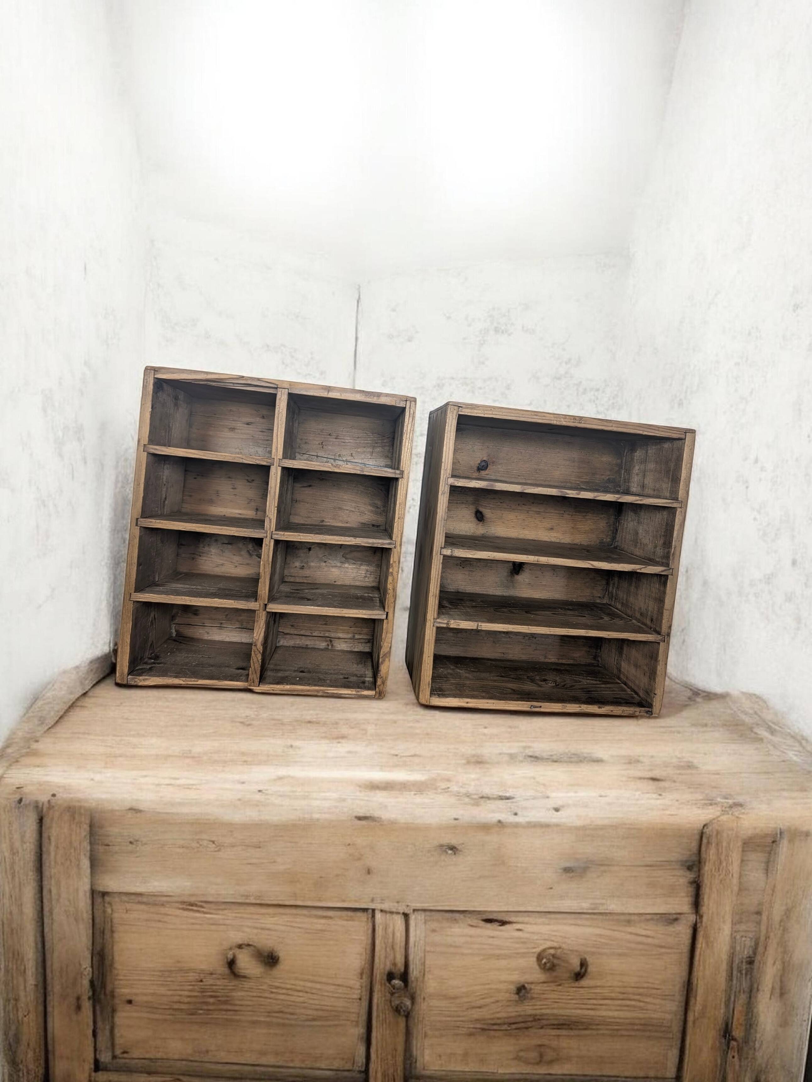 Vintage wooden lockers with compartments
