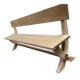 Monastery bench with a 220 cm backrest, renovated in raw solid oak with X legs.