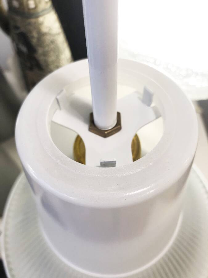 White glass pendant light, 1970