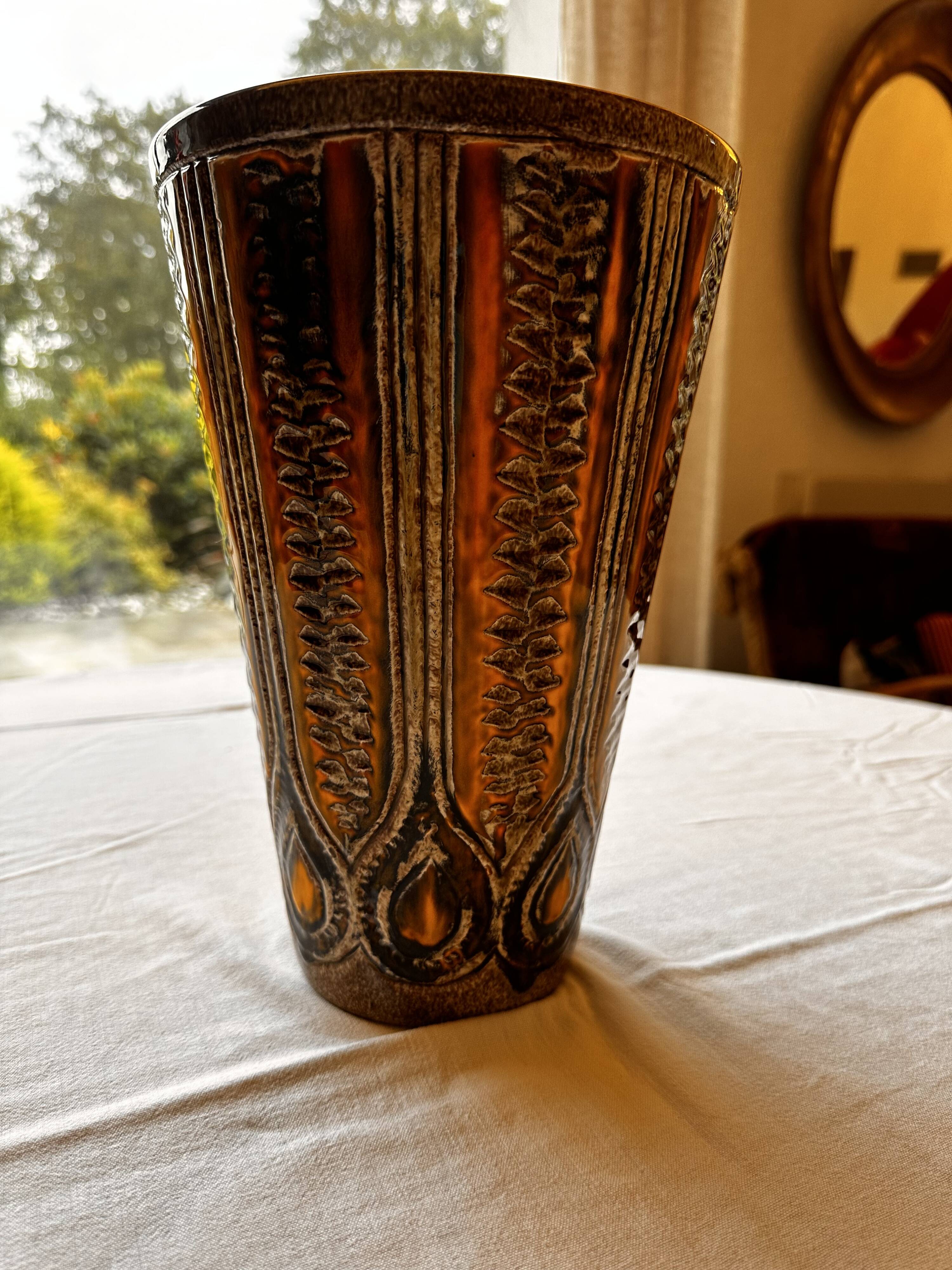 Ceramic frustoconical vase by Jean Varoqueaux for Périgord pottery