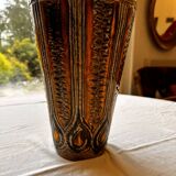 Ceramic frustoconical vase by Jean Varoqueaux for Périgord pottery
