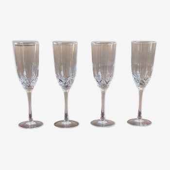 4 champagne flutes arc France h 21 cm vintage