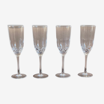 4 flûtes à champagne arc France h 21 cm vintage
