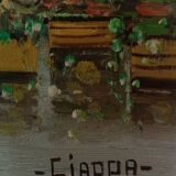 Oil on canvas "Busy street in Naples"