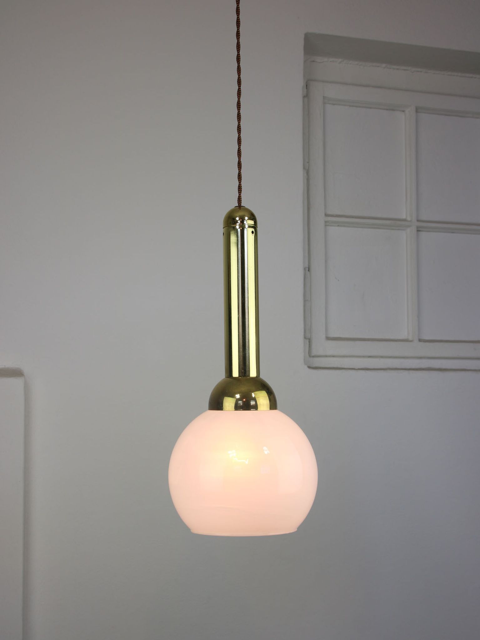 Vintage gold & opaline pendant lamp