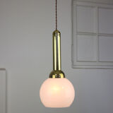 Vintage gold & opaline pendant lamp