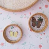 Plateau and 13 vintage butterfly and rattan coasters to be diverted into decorative elements