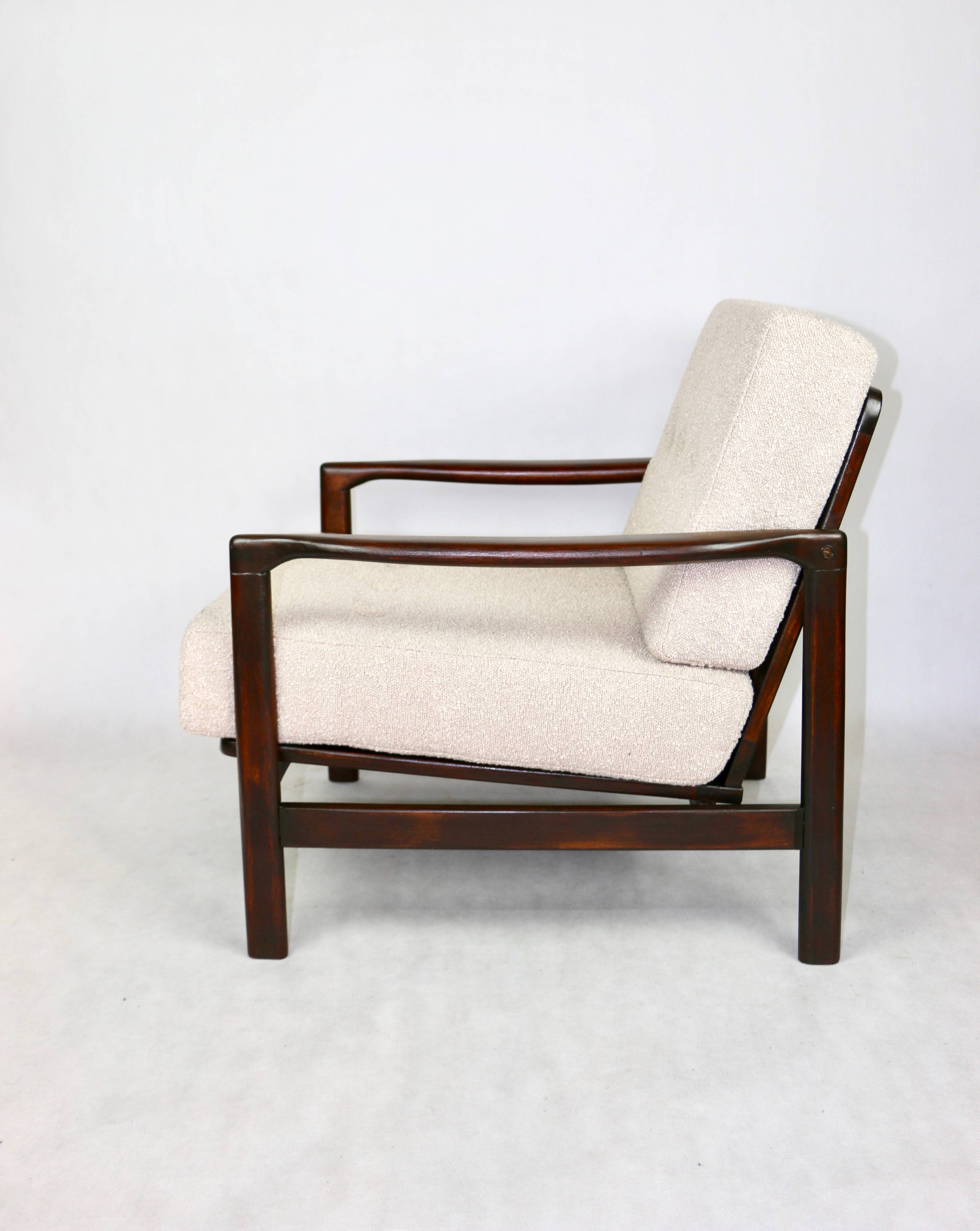 Beige boucle Lounge Chair by Z. Baczyk, 1970s
