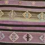 3x10 Pastel Pink & Brown Striped Kilim Runner Rug, 90x315Cm