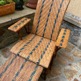 Chaise longue rotin et osier vintage avant-guerre