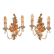Pair of carved wood and metal sconces, Chelini FIrenze, Italy