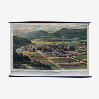 Vieille carte scolaire châine de montagne basse 122 x 81 cm