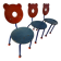 Lot de 3 chaises écoliers 1980's style Menphis