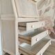 Antique donkey back secretary, white patina with a ceruse effect