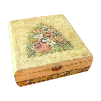 coffret en Bois peint décor floral