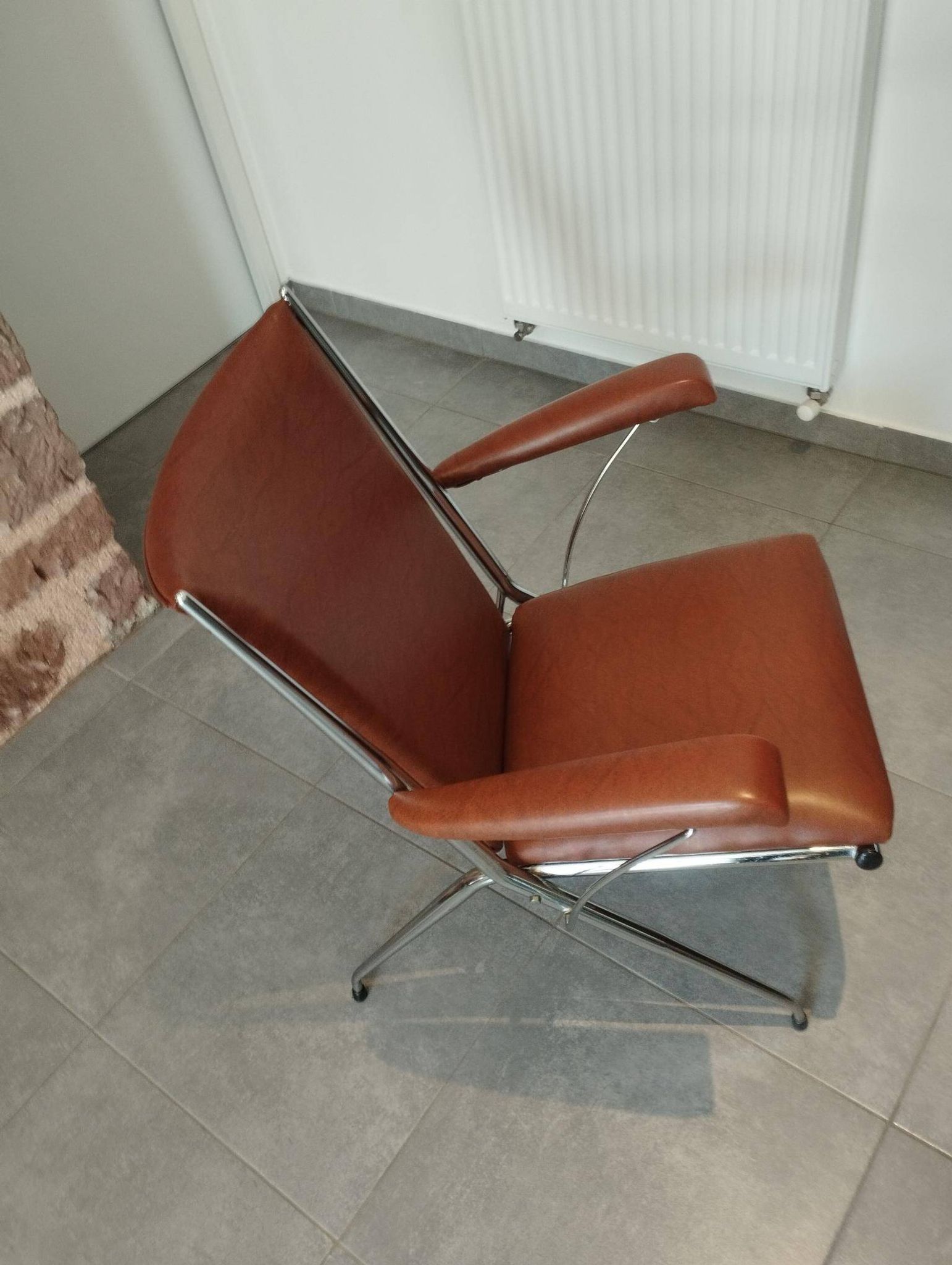 Folding chair attributed to A. Monpoix, modernist design, mid-century, vintage.