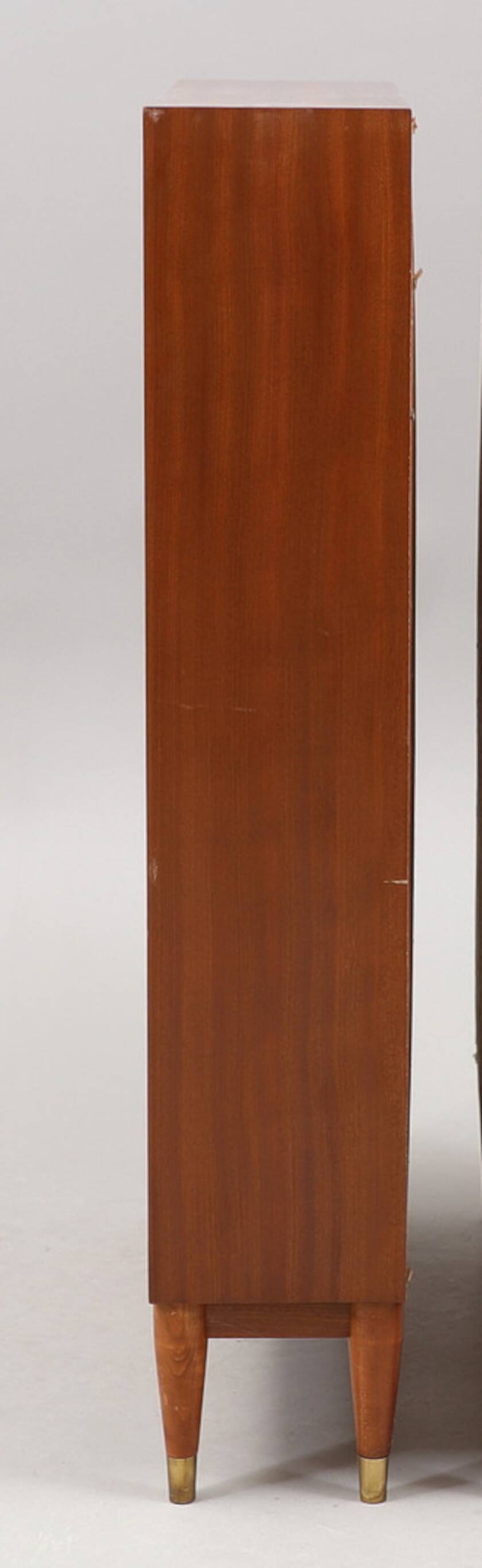 Vintage teak bookcase several adjustable levels 1960 suede